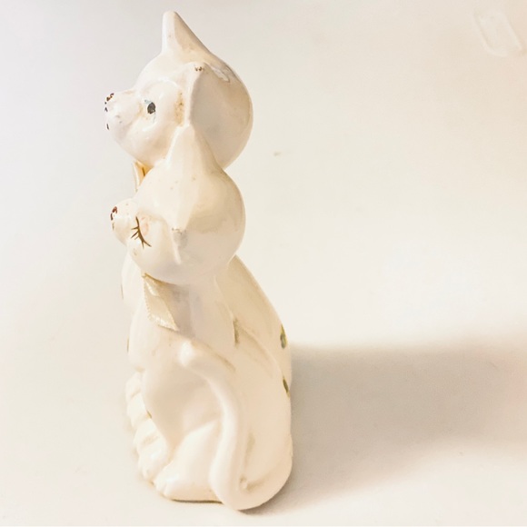 Mid Century Ceramic Cat Pair Boy Girl Vintage Figurine Bows Cat Lover - Picture 3 of 7